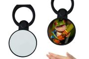 Personalised Round phone ring holder - Black