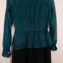 Vivify Boutique Teal Green Black Jacquard High Neck Peplum Layered Chiffon Skirt Midi Dress Size S Image 10