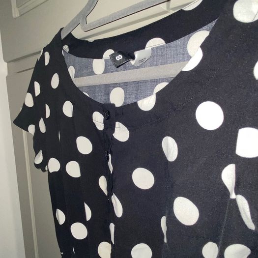 H&M Divided Black and White Polka Dot Top