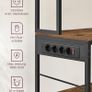 Kitchen Shelf with Sockets Baking Rack Adjustable Shelves Fabric Drawer 12 Hooks Kitchen Rustic Brown Image 5