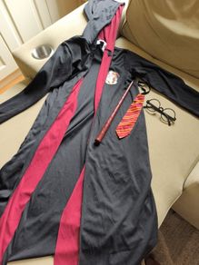 Harry Potter unisex boys/girls costume robe tie glasses + magic wizard wand with light up and sound