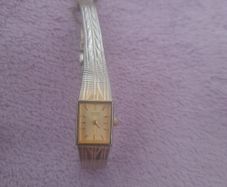 Gold plated ladies vintage citrone  quartz wrist watch complete with safety chain