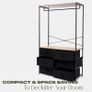 Brooklyn 6 Chest of Drawers Fabric Cabinet with Hanging Rail, Storage Unit Organizer Stylish Sturdy Frame 6 Canvas Drawers For Bedroom Closets Office, Black Image 6
