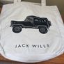 Jack Wills White Fabric Tote Bag with Black Writing and Photo of Jeep Image 2