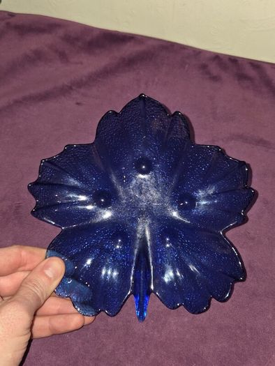 Vintage Cobalt Blue Leaf Dish