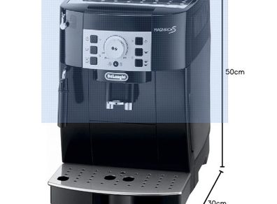 De'Longhi Magnifica S ECAM 22.110.B fully automatic coffee machine with milk frother for cappuccino, with espresso direct selection buttons and rotary control, 2-cup function, 1.8 liter water tank, black / silver