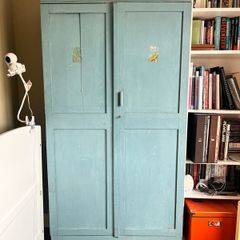 Vintage Painted Pine Wardrobe Storage Press
