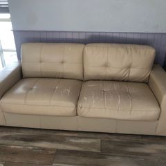 Cream leather couches