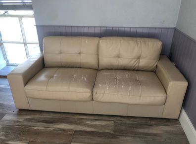 Cream leather couches
