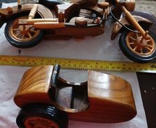 Wooden motorbike and side car