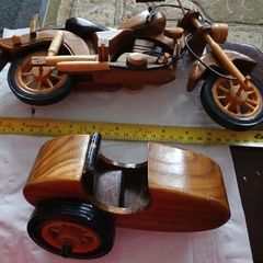 Wooden motorbike and side car