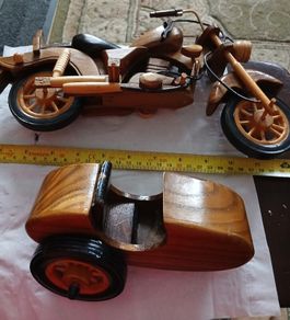 Wooden motorbike and side car