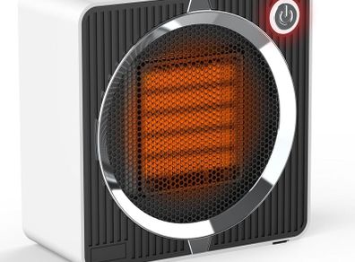 500W Portable Ceramic Electric Heater, Fast Heating in 2s with PTC Technology, Energy Saving Mini Space Heater with Overheat/Tip-Over Protection, Silent Desk Heater for Home Office