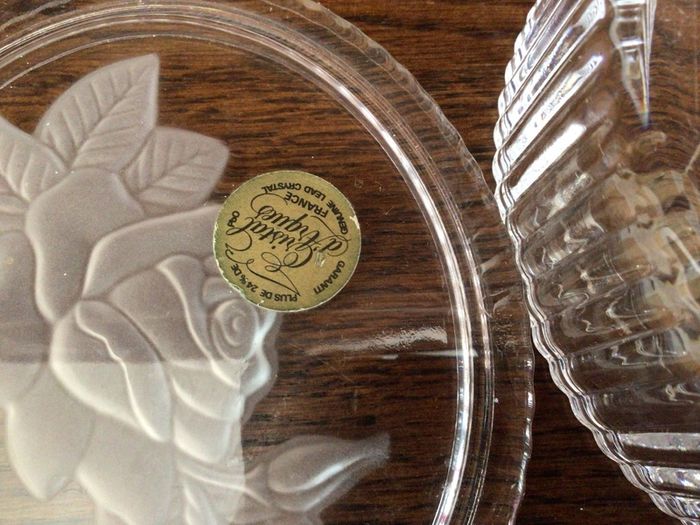 Vintage French lead crystal lidded trinket dish