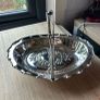 Antique Silver Plate Footed Basket with Handle Image 5