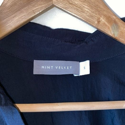 Mint Velvet Navy Open Neck "Throw On" Blouse Shirt