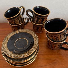 Vintage Greek Handmade 24ct Gold Demitasse Tea Set