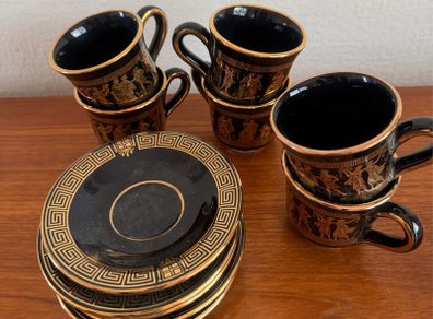 Vintage Greek Handmade 24ct Gold Demitasse Tea Set