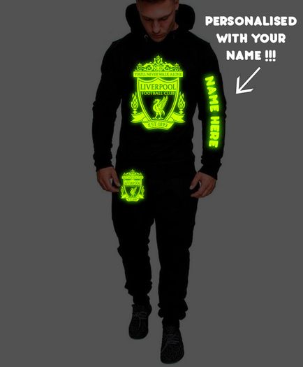 Personalised Glow in the dark Liverpool Fit Hoodie Men Set liverpool hoodie