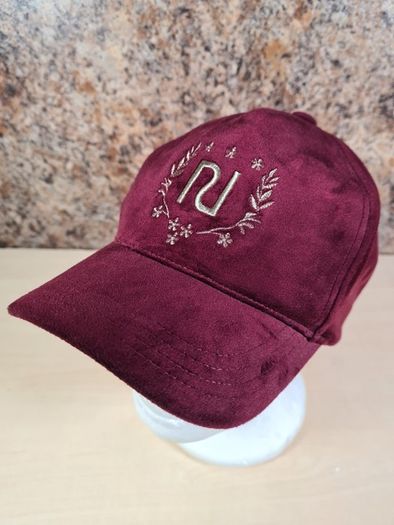 River Island velvet baseball cap hat womens girls burgundy gold