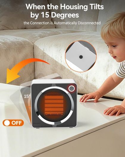 500W Portable Ceramic Electric Heater, Fast Heating in 2s with PTC Technology, Energy Saving Mini Space Heater with Overheat/Tip-Over Protection, Silent Desk Heater for Home Office
