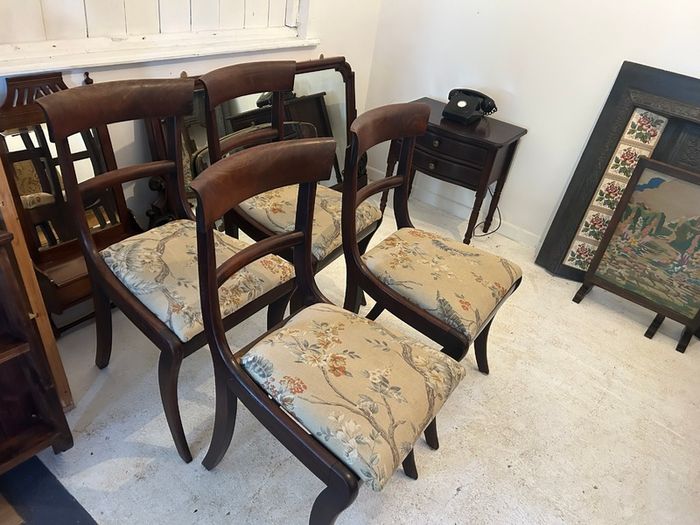 Set of Regency Style Mahogany Bar Back Dining Chairs