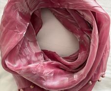 Scarf - Pink with Beaded Embellishment