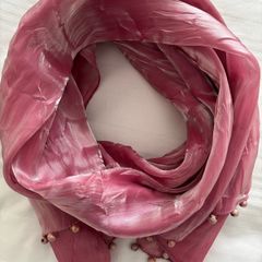 Scarf - Pink with Beaded Embellishment
