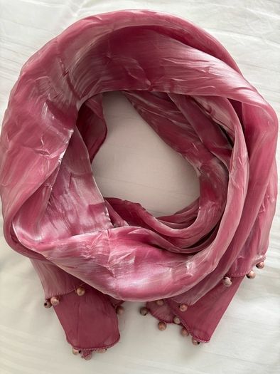 Scarf - Pink with Beaded Embellishment