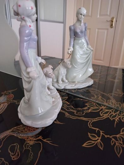 Vintage Figurine of Girl Walking Dog
