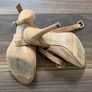 Beige suede open-toe block heel ankle boots: Size 4 Image 2