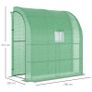 Lean to Wall Greenhouse with 2 Tiers 4 Wired Shelves, Walk-In Plant Shelter with Mesh Windows and Doors, 200L x 100W x 215Hcm, Green Image 2