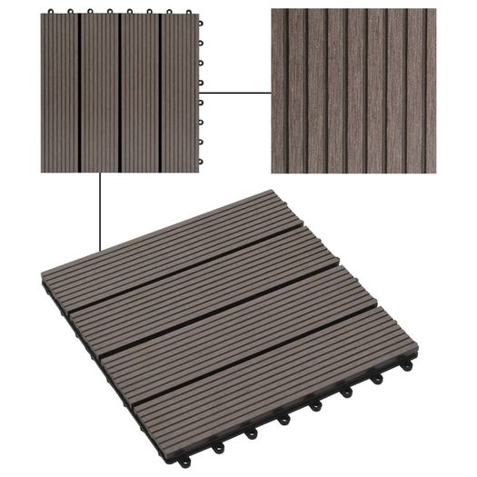 22 pcs Decking Tiles 30x30cm 2 sqm WPC Brown