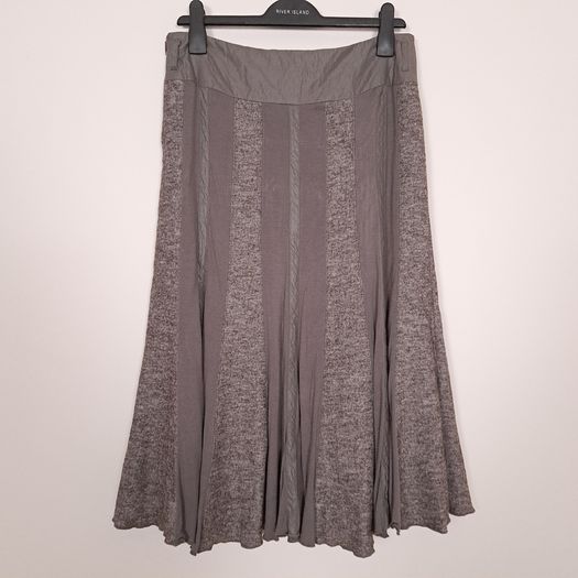 Kapalua Earth Tone Taupe Brown Paneled A-Line Midi Skirt 12UK/40EU
