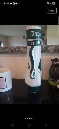 Stunning vintage McGibbon's ceramic golf bag whiskey decanter