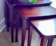 Refreshed - Mid-Century mahogany nest of 3 tables