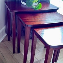 Refreshed - Mid-Century mahogany nest of 3 tables