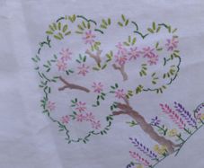 vintage hand embroidered tablecloth