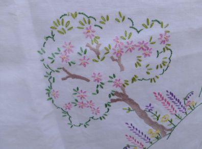 vintage hand embroidered tablecloth