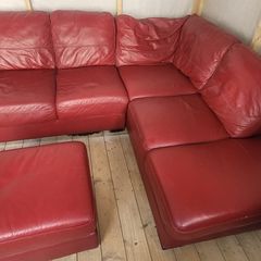 Red Leather Corner Couch