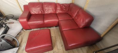 Red Leather Corner Couch