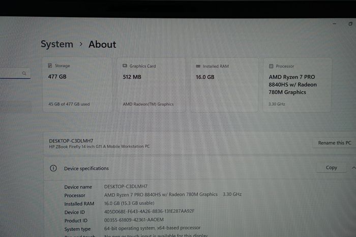 HP ZBook Firefly 14 G11 | Ryzen 7 Pro 8840HS | 16GB | 512gb