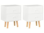 Bedside Cabinets 2 pcs White 40x30x50 cm Solid Pinewood