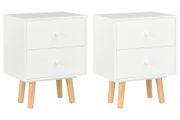 Bedside Cabinets 2 pcs White 40x30x50 cm Solid Pinewood