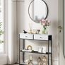 Console Table, Side Table with 2 Fabric Drawers, Hallway Table, 24 x 76 x 80 cm, for Hallway, Living Room, Marble White/Ink Black Image 2