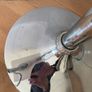 2 x Wooden stools with metallic base Image 5