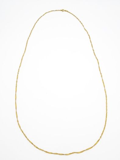925 Vintage Gold Plated Sterling Silver Italian Signed Flat Curb Diamond Cut Long Chain