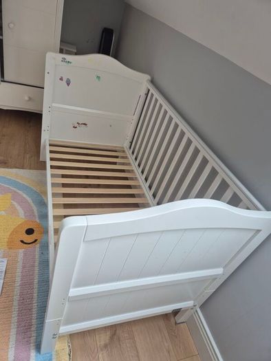 Cot Bed with Mattress (Grey or White)