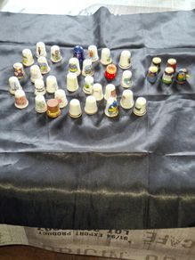 35 Old Collectible Thimbles some Enamel with Cloisonne decoration Postage or Collection