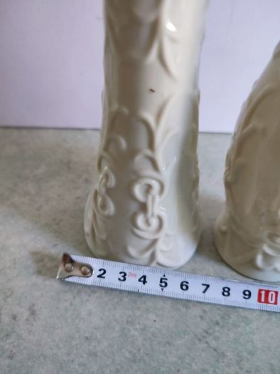 Set Of 2 White Vases With Gold Rim Is Not Stamped.